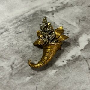 Gold and Silver Cornucopia Brooch